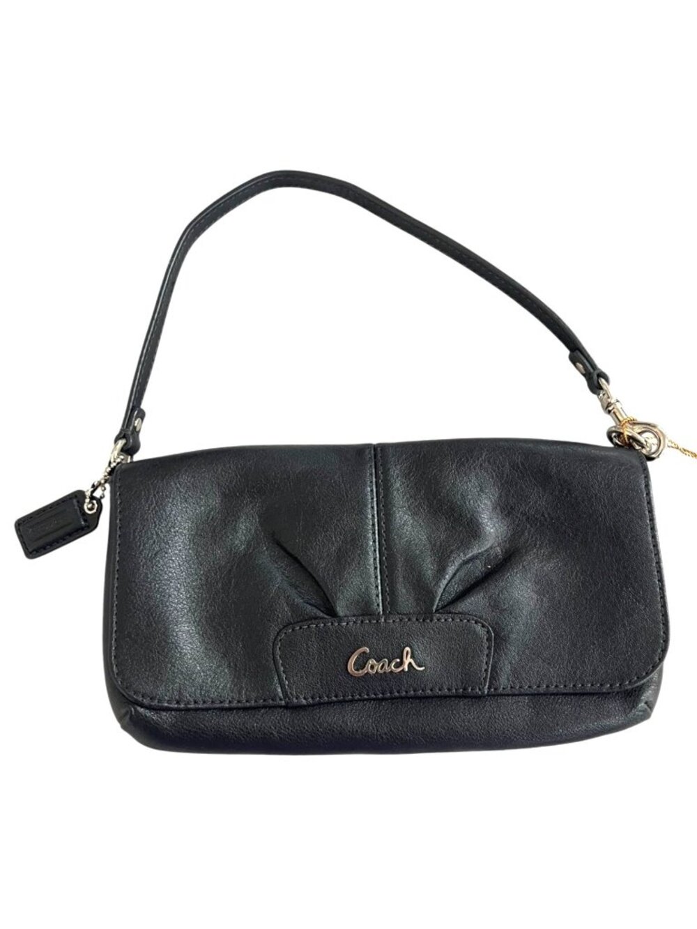 Coach Black Leather Clutch Purse‎ With Card Holders & Removable Strap